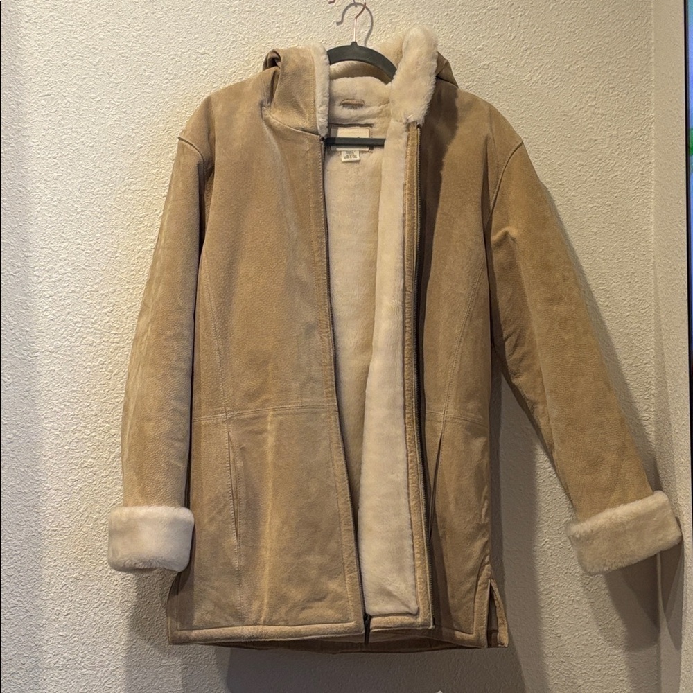 Hooded leather Jacket fur